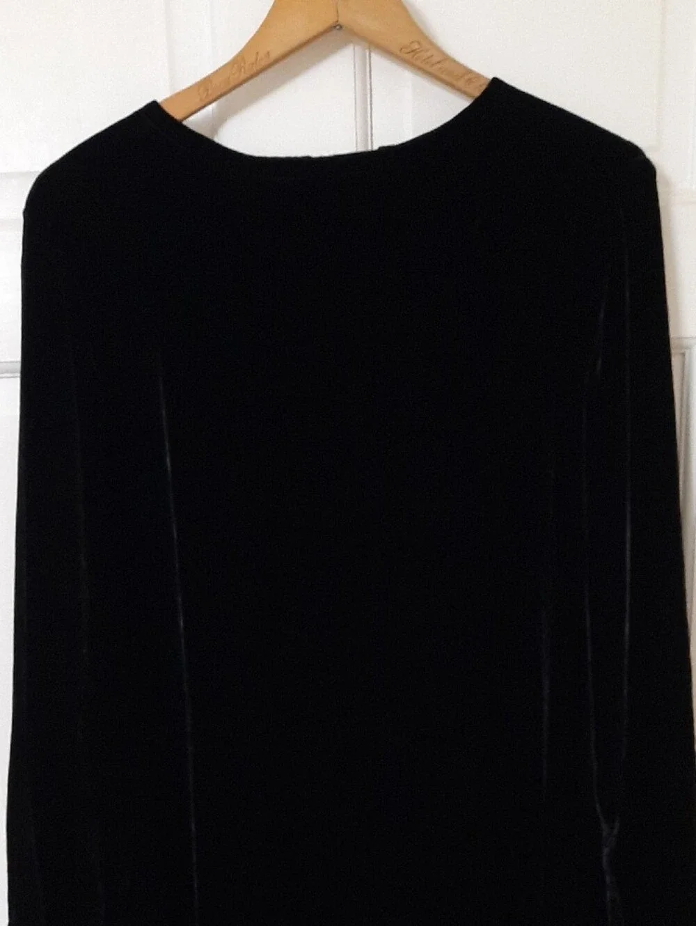 Eileen Fisher Black Velvet Long-Sleeve Shift Dress - Picture 4 of 11